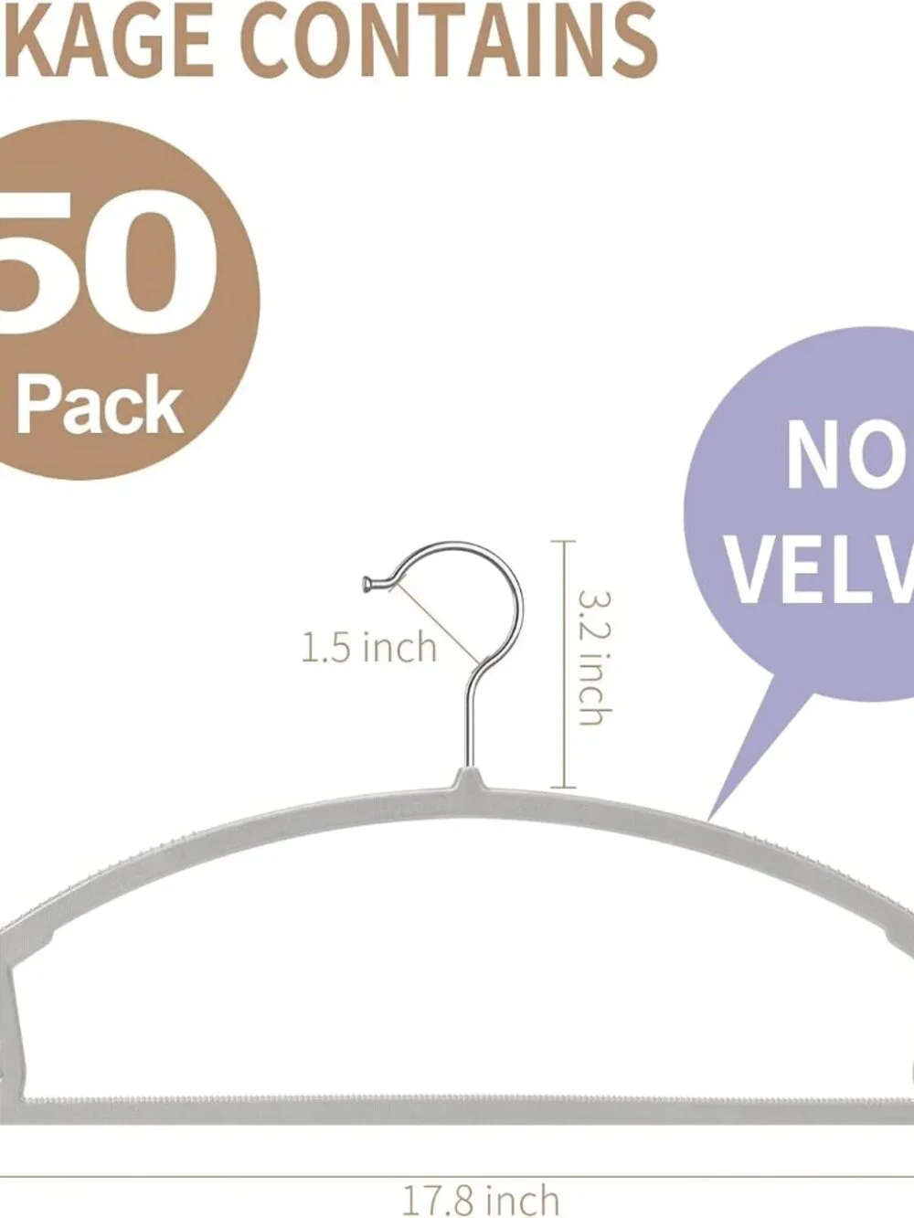 Plastic Hangers (Set of 25) - Grey - NO SHOULDER BUMP and NON SLIP - Picture 7 of 8